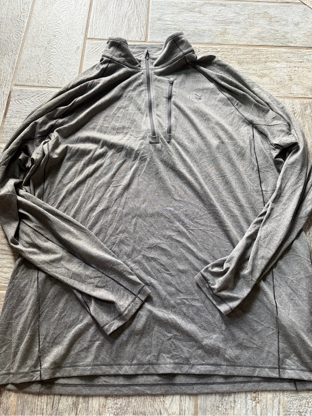 L.L.Bean Heather Gray Quarter-Zip Performance Shirt XL tall